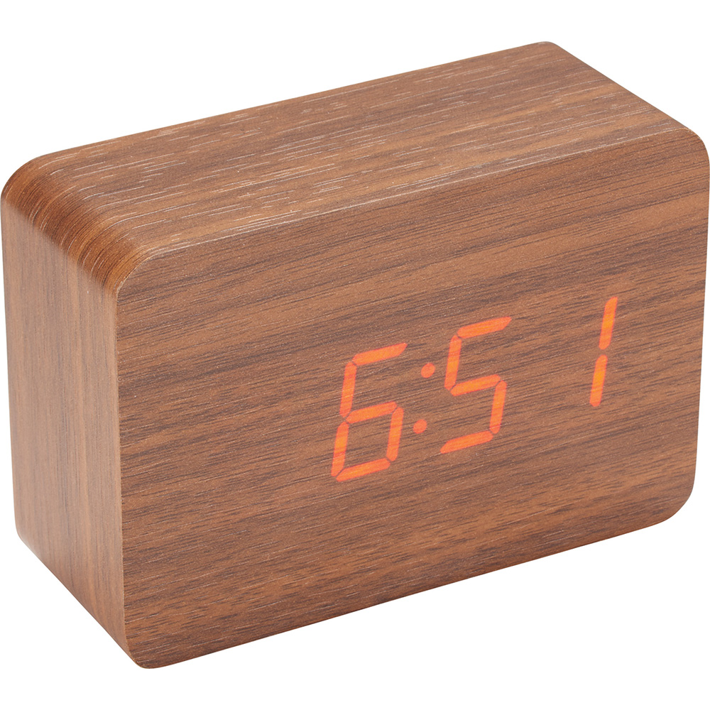 LED Display Clock – Wood